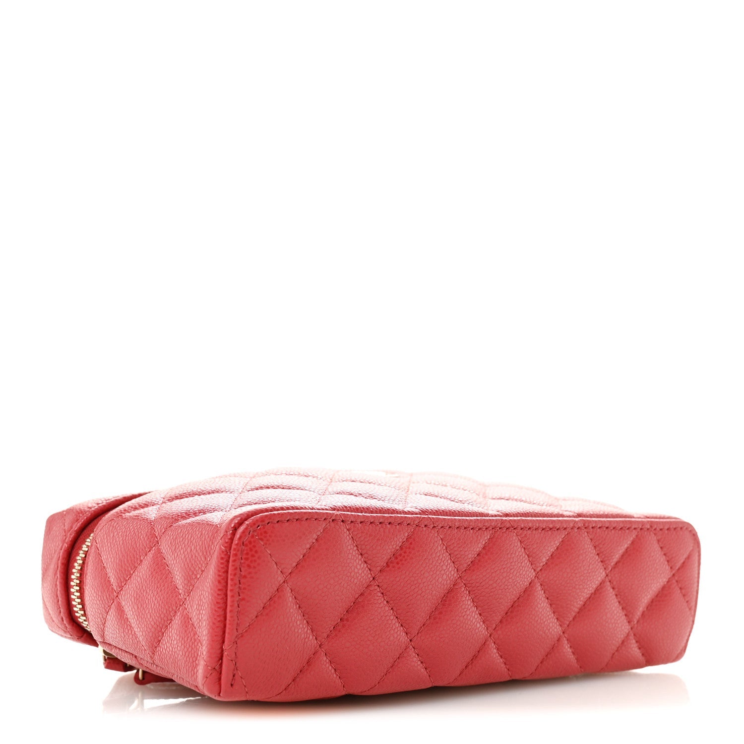 Chanel Caviar Quilted Top Handle Slim Vanity With Chain Red