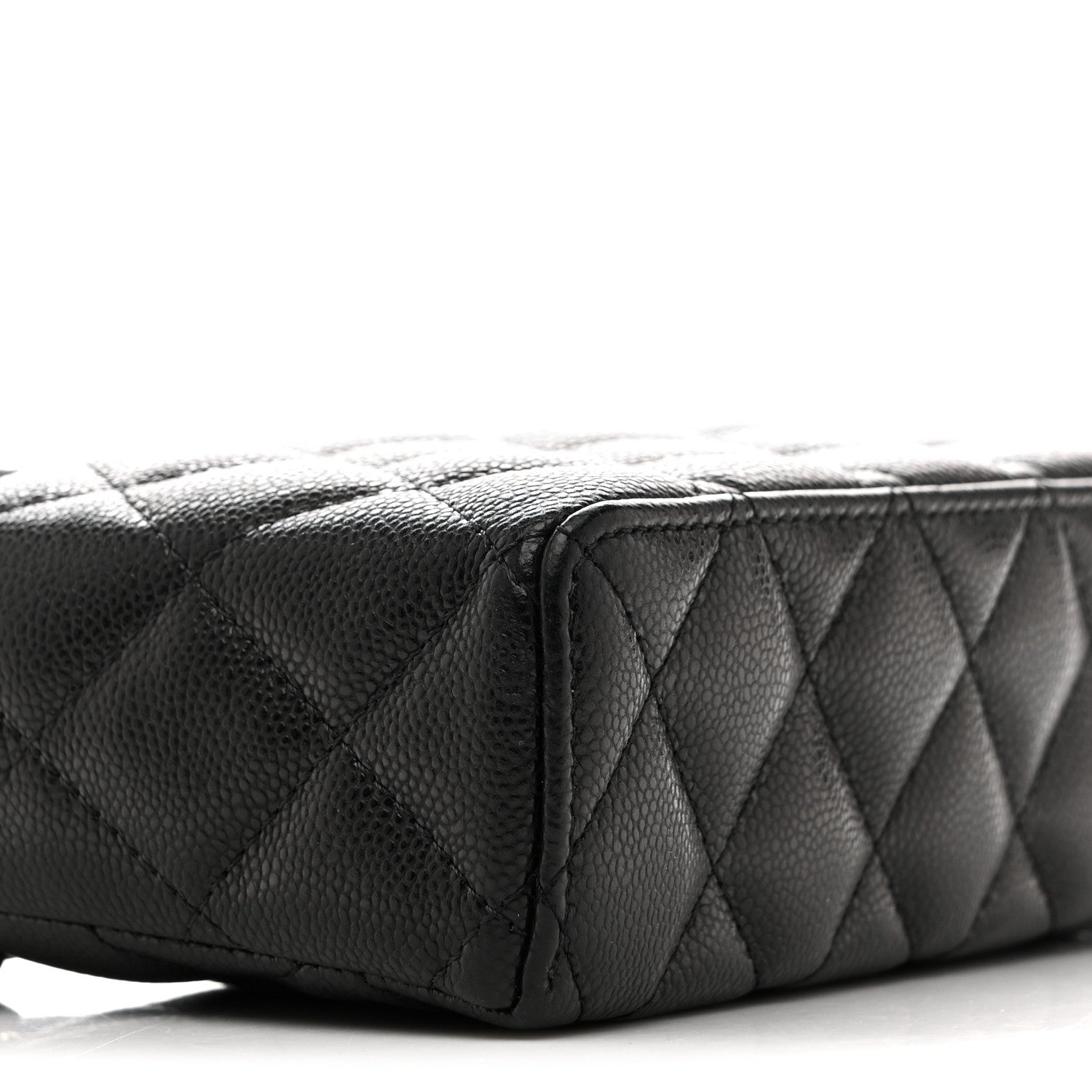 Chanel Caviar Quilted Top Handle Slim Vanity With Chain Black