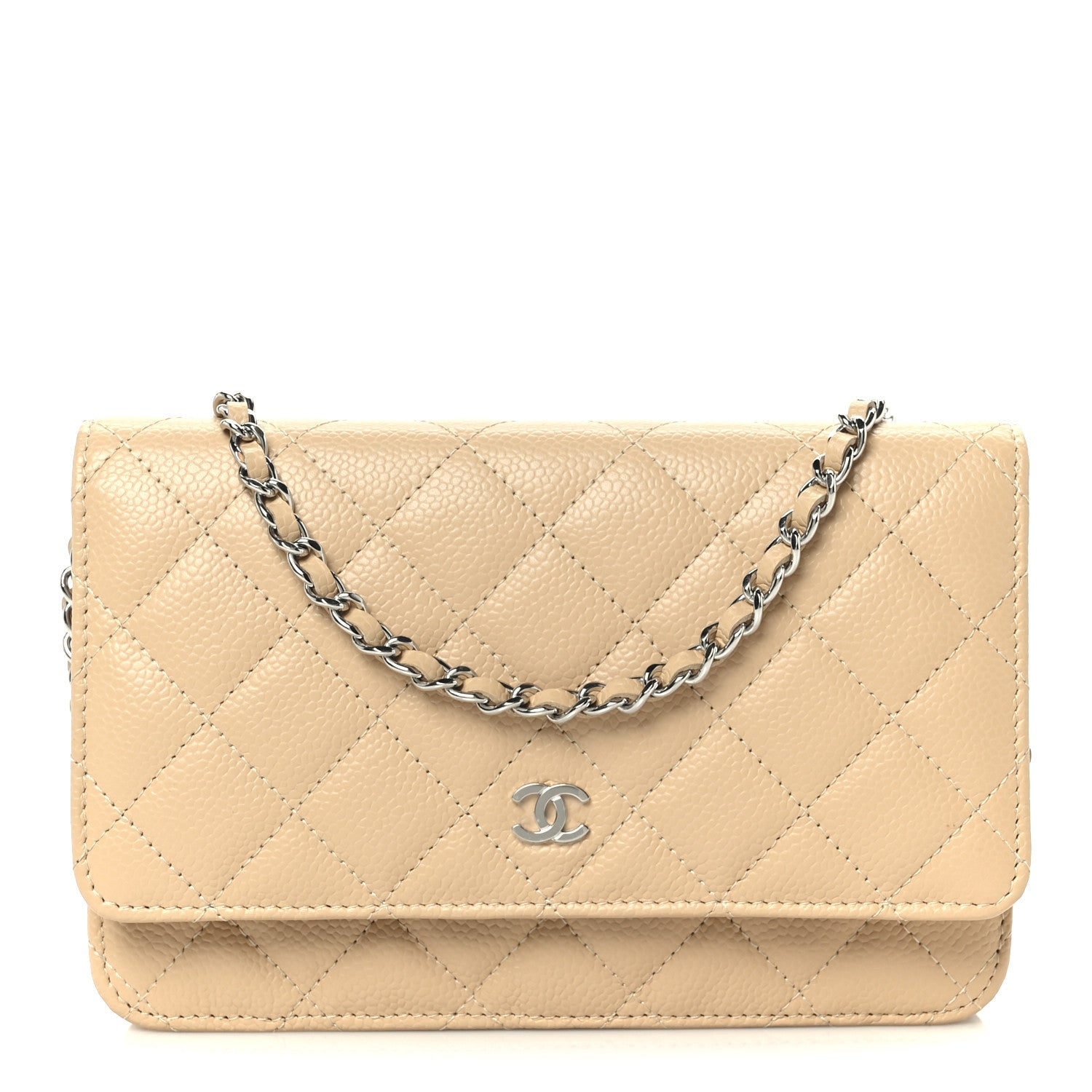 Chanel Caviar Quilted Wallet on Chain WOC Beige