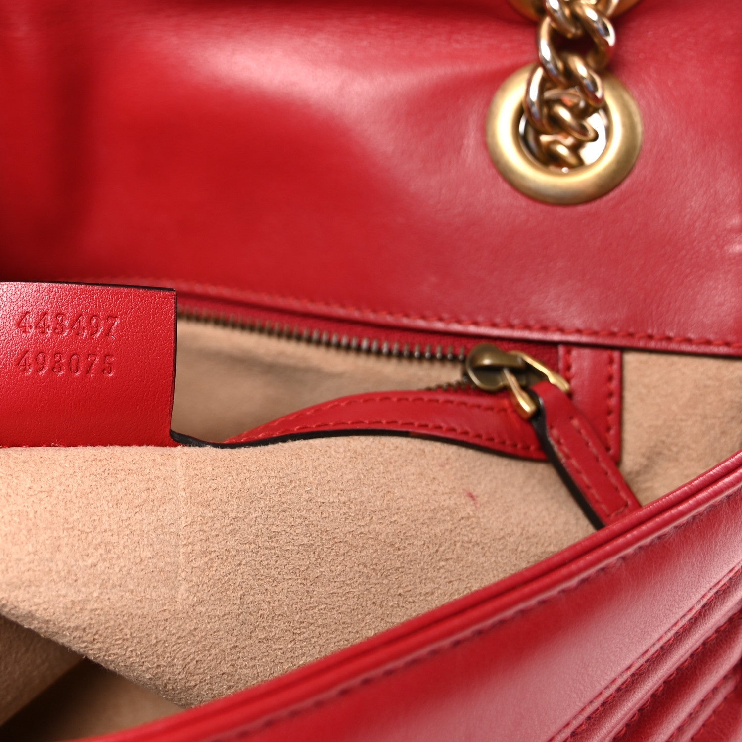 Gucci Calfskin Matelasse Small GG Marmont Shoulder Bag Hibiscus Red