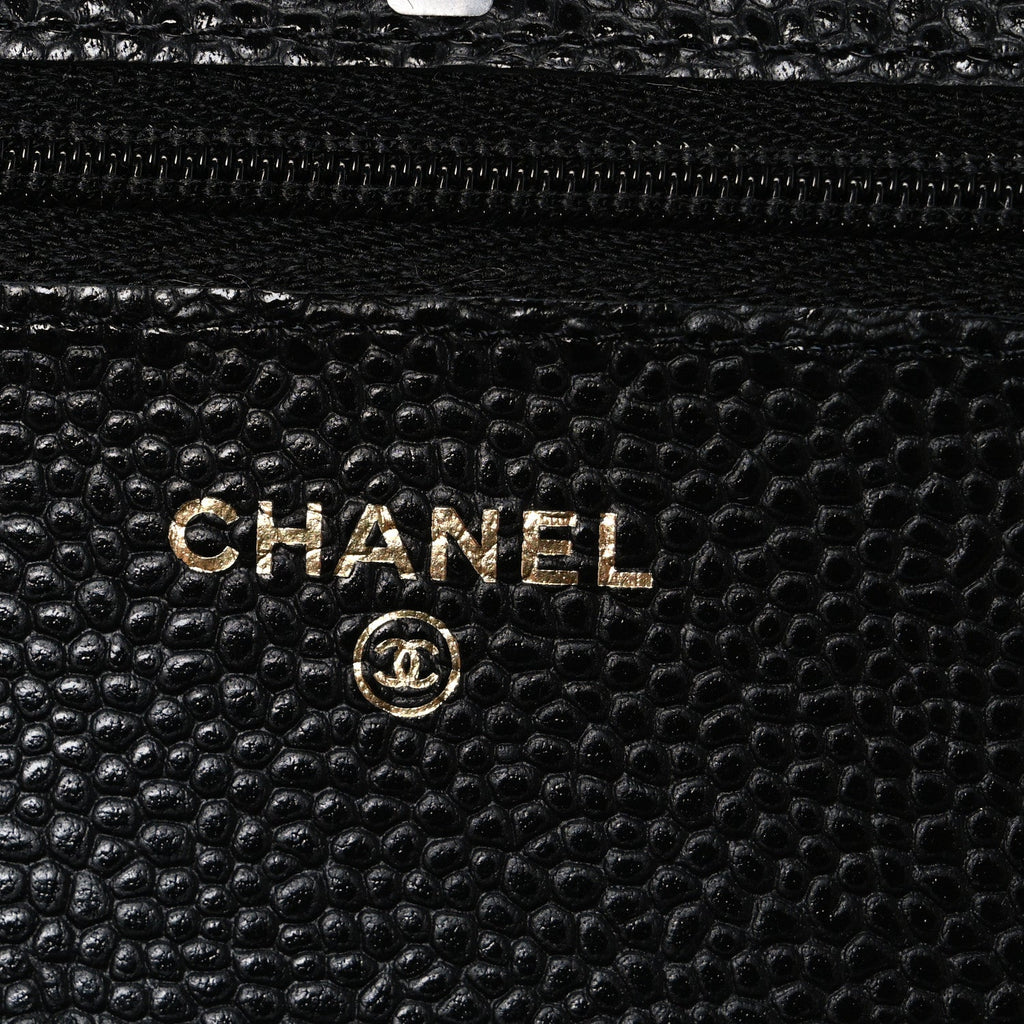 Chanel Caviar Quilted CC Turnlock Wallet On Chain WOC Black