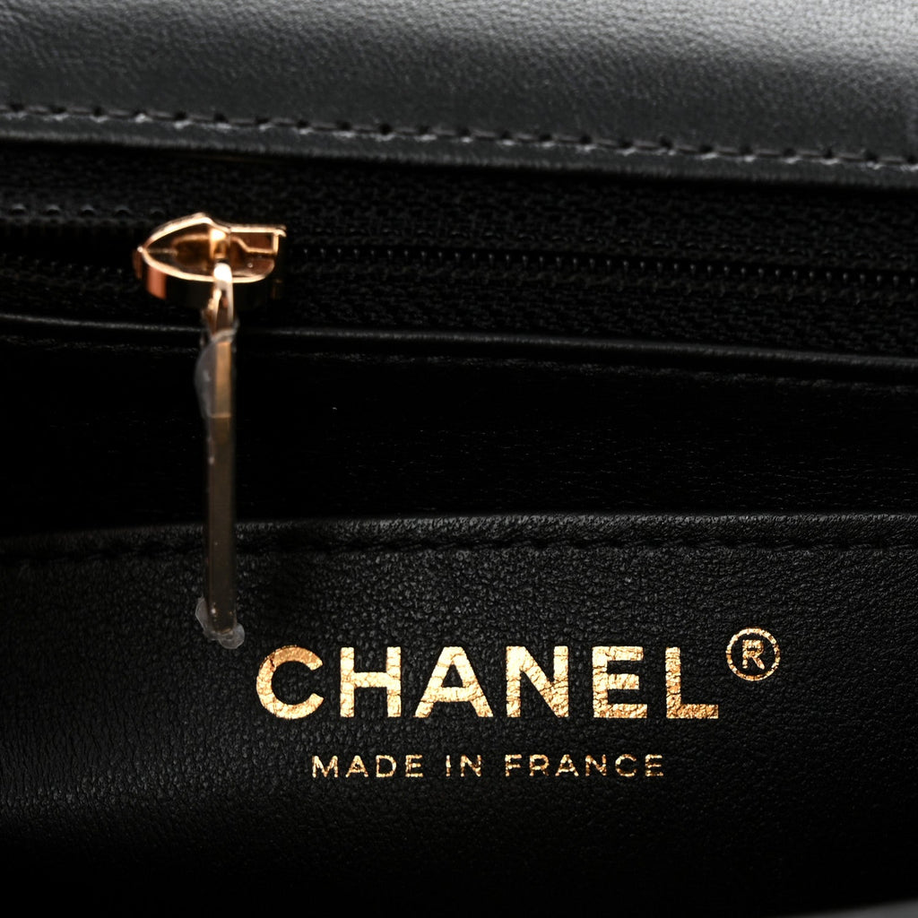Chanel Lambskin Quilted Mini Rectangular Flap Black