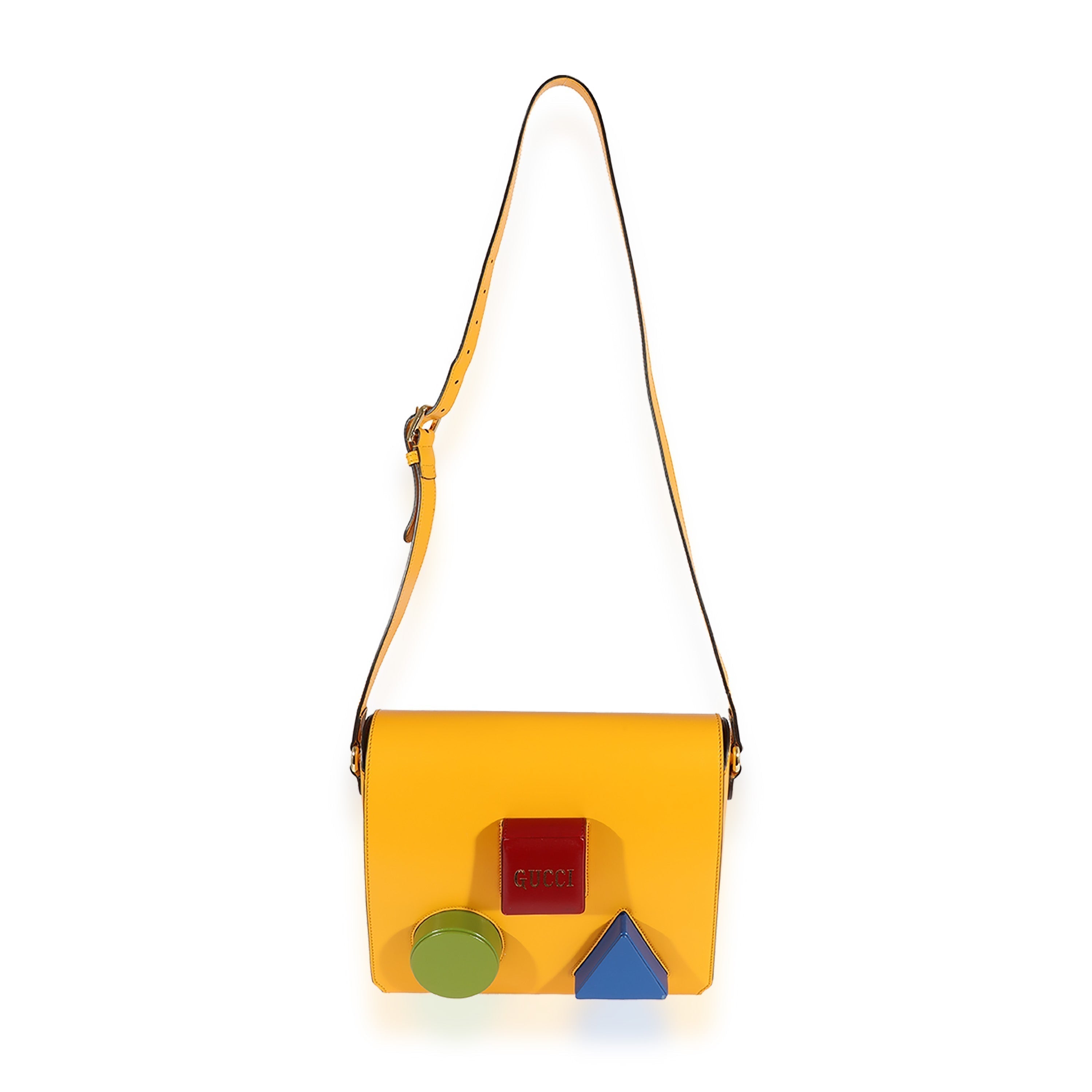 Gucci Yellow & Multicolor Leather Board Messenger Bag