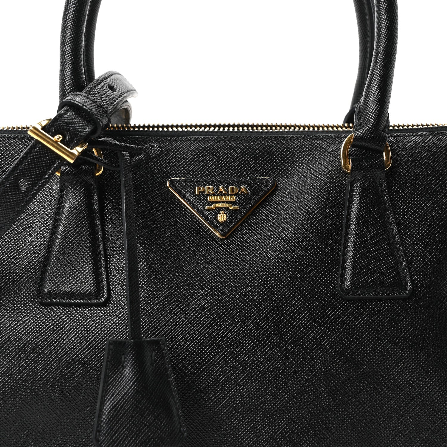 Prada Saffiano Small Galleria Double Zip Tote Black