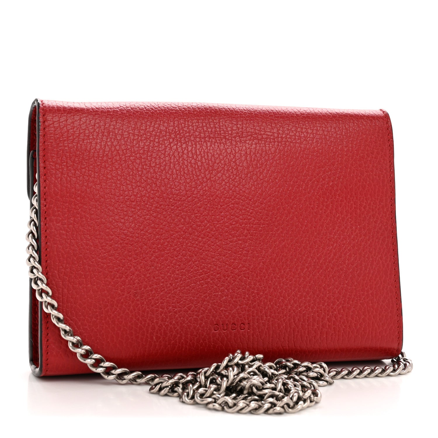Gucci Calfskin Mini Dionysus Chain Wallet Hibiscus Red