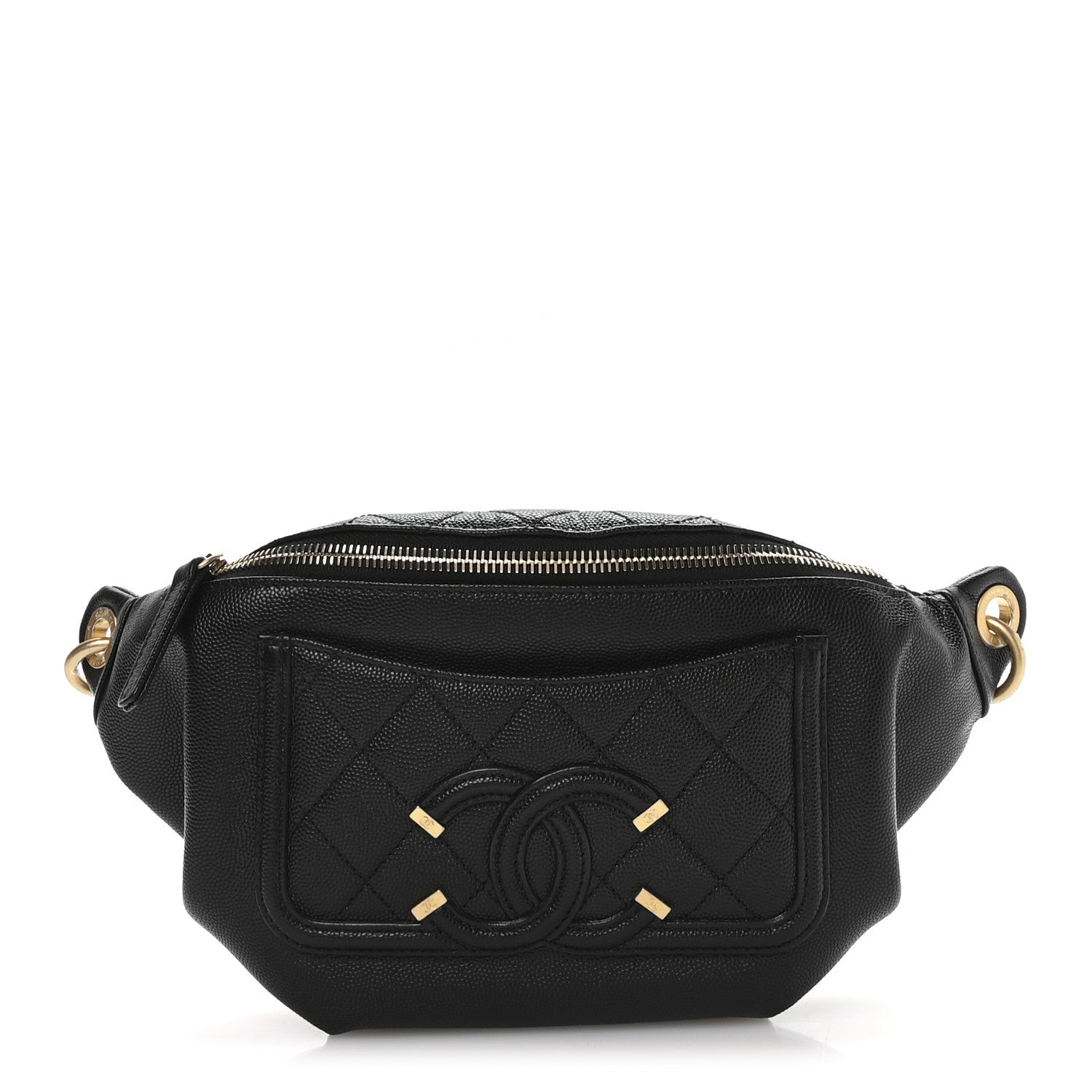 Chanel Caviar Quilted Filigree Waist Bag Black
