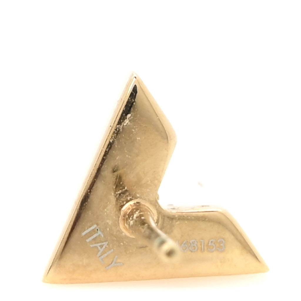 Louis Vuitton Brass Essential V Stud Earrings Gold