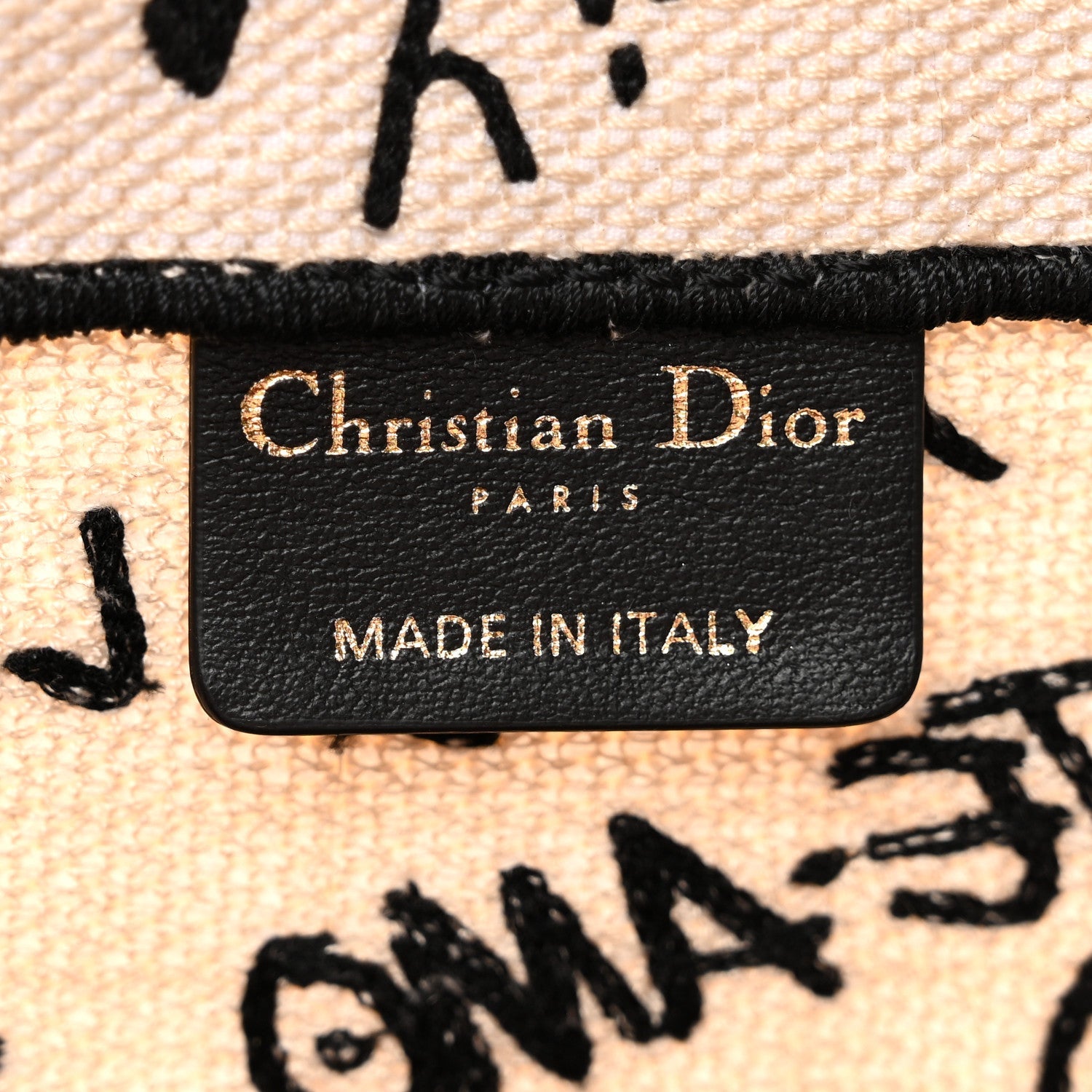 Christian Dior Canvas Embroidered Medium Dioramour Graffiti Book Tote Latte Multicolor