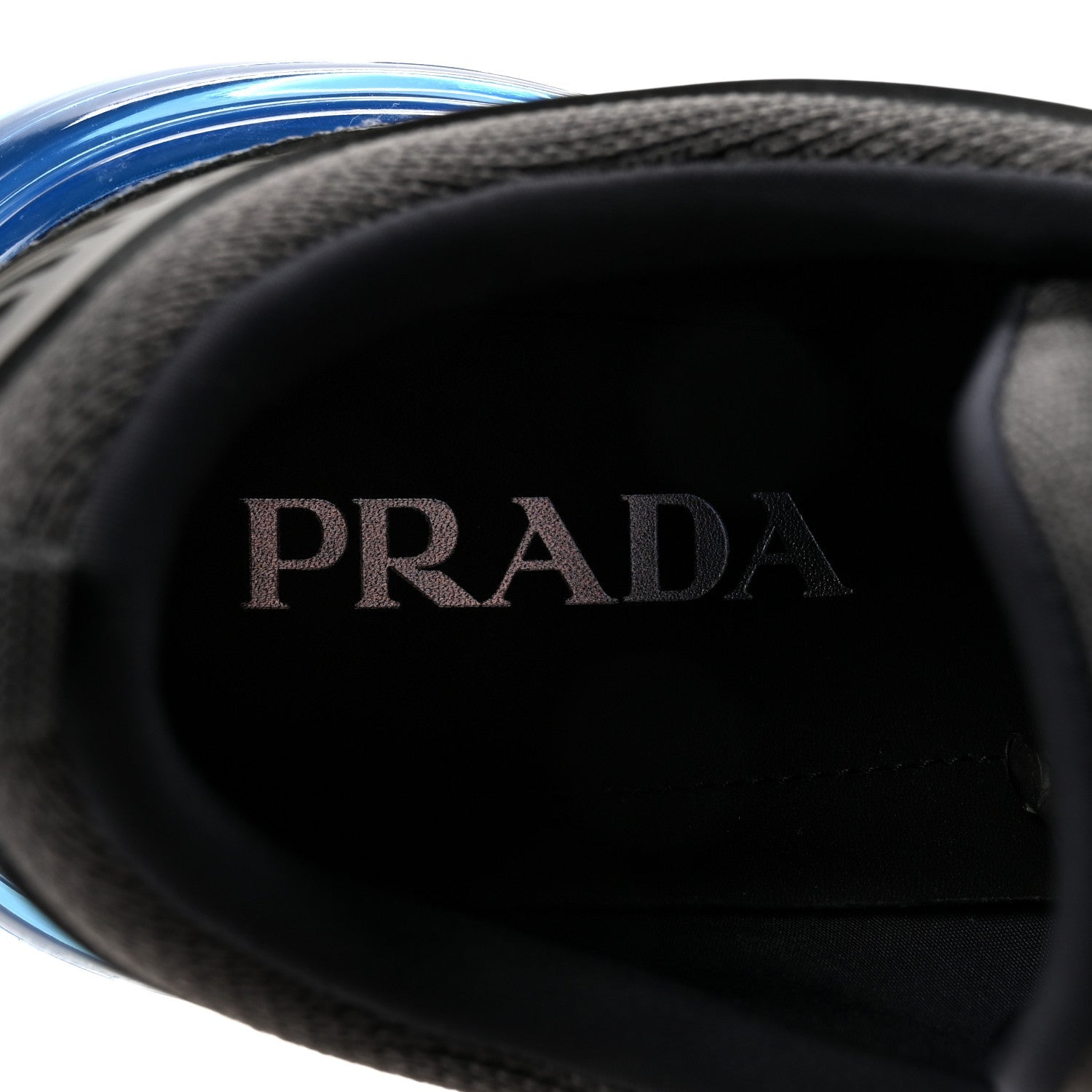 Prada Rubber Knit Fabric Mens Cloudbust Air Sneakers 8.5 Grey Blue