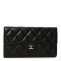 Caviar Quilted Large Flap Wallet Black