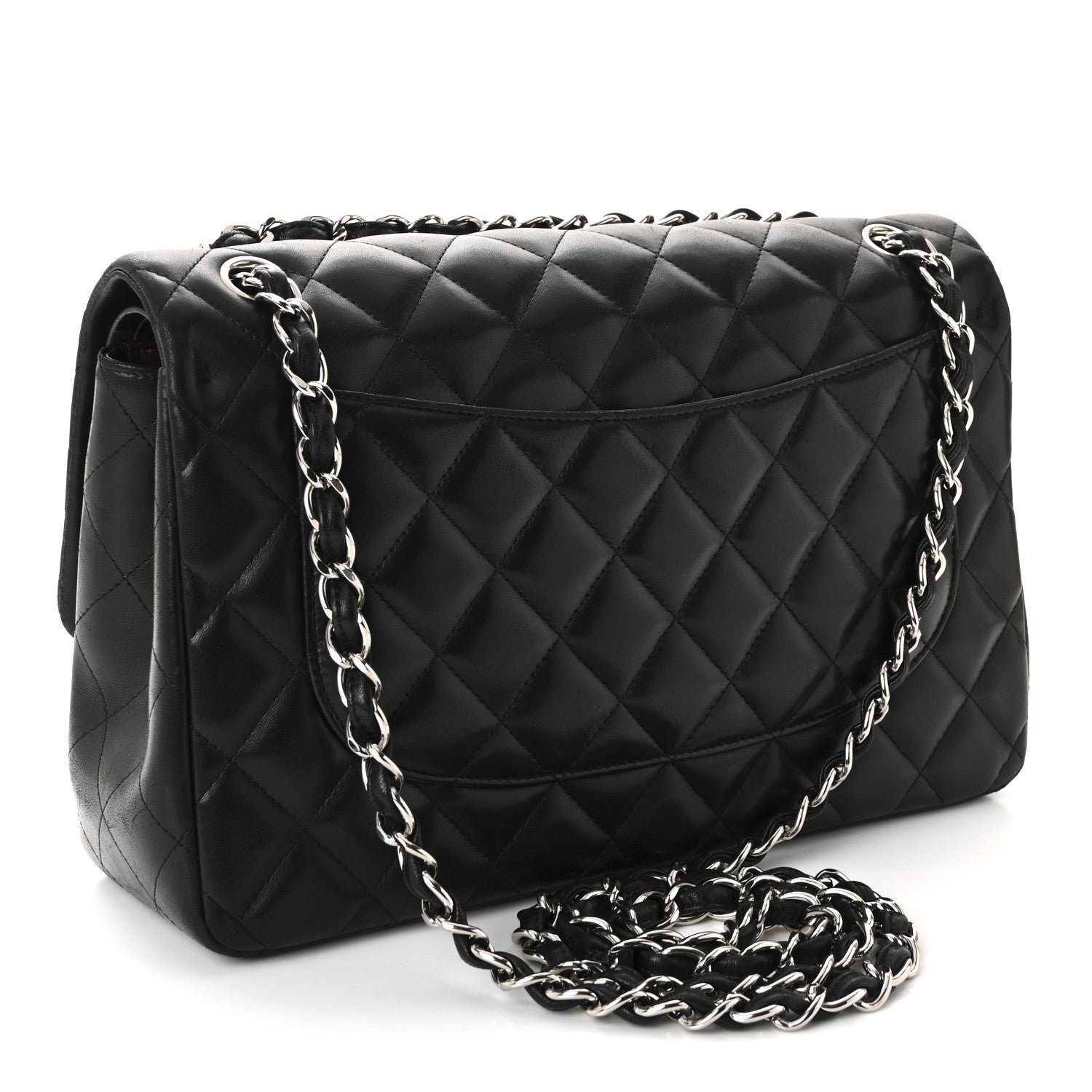 Chanel Lambskin Quilted Jumbo Double Flap Black