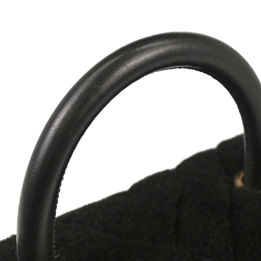 Chanel 2019 Black Mouton Chevron Coco Handle 2way Shoulder Handbag