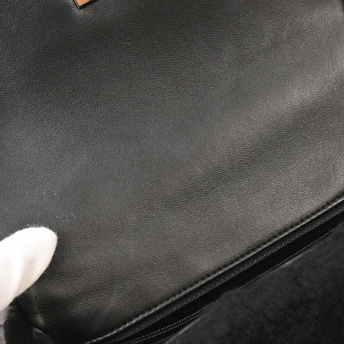 Chanel 2019 Black Mouton Chevron Coco Handle 2way Shoulder Handbag