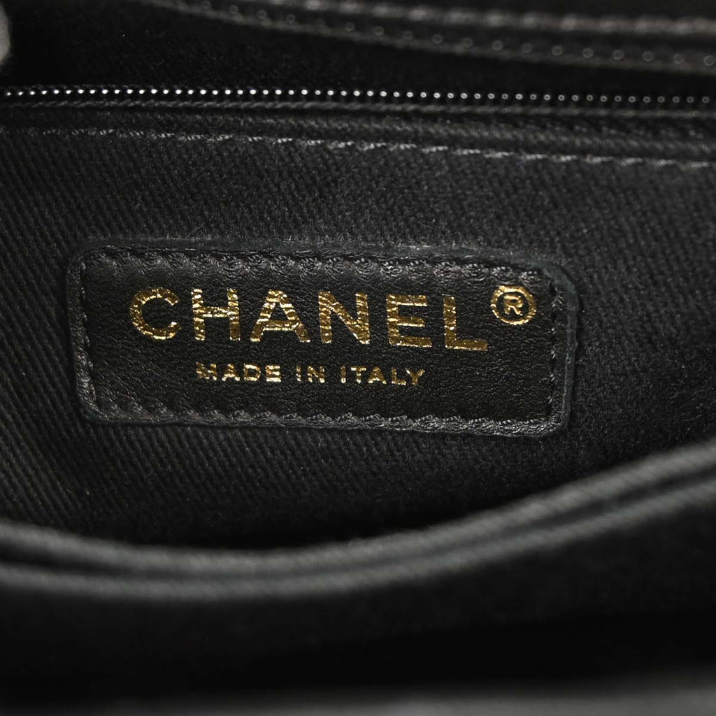 Chanel 2019 Black Mouton Chevron Coco Handle 2way Shoulder Handbag