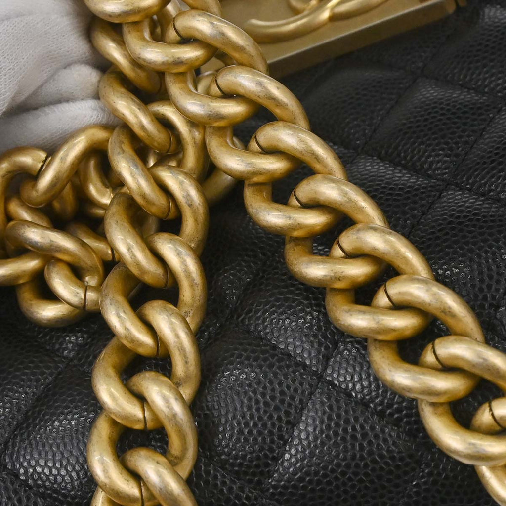 Boy Chanel 2019 Black Caviar Skin Small Chain Shoulder Bag