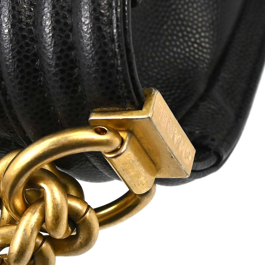 Boy Chanel 2019 Black Caviar Skin Small Chain Shoulder Bag