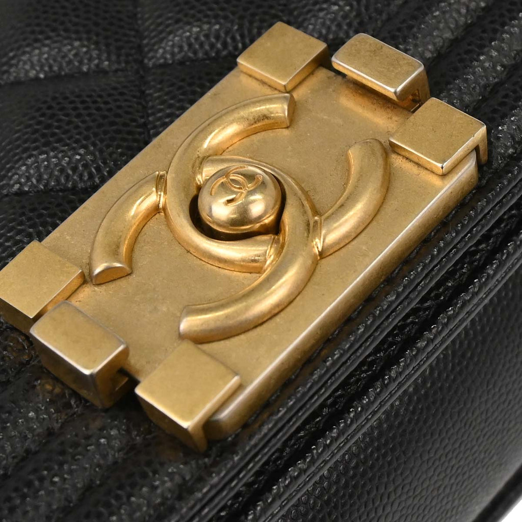 Boy Chanel 2019 Black Caviar Skin Small Chain Shoulder Bag