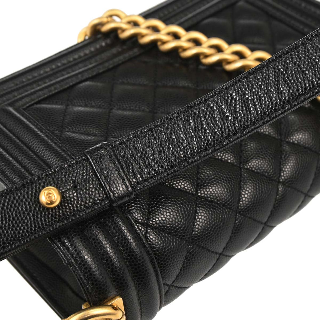 Boy Chanel 2019 Black Caviar Skin Small Chain Shoulder Bag
