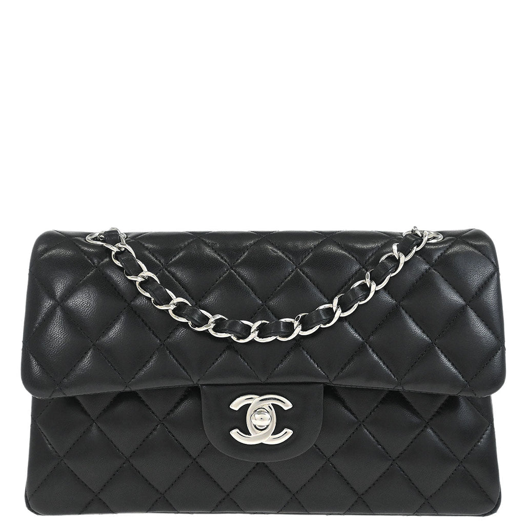 Chanel 2012 Black Lambskin Small Classic Double Flap Shoulder Bag