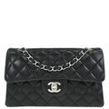 Chanel 2012 Black Lambskin Small Classic Double Flap Shoulder Bag