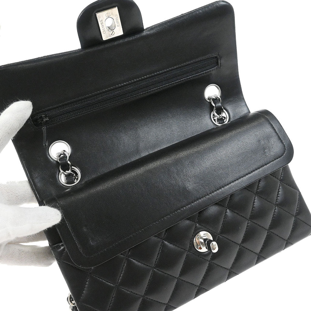 Chanel 2012 Black Lambskin Small Classic Double Flap Shoulder Bag
