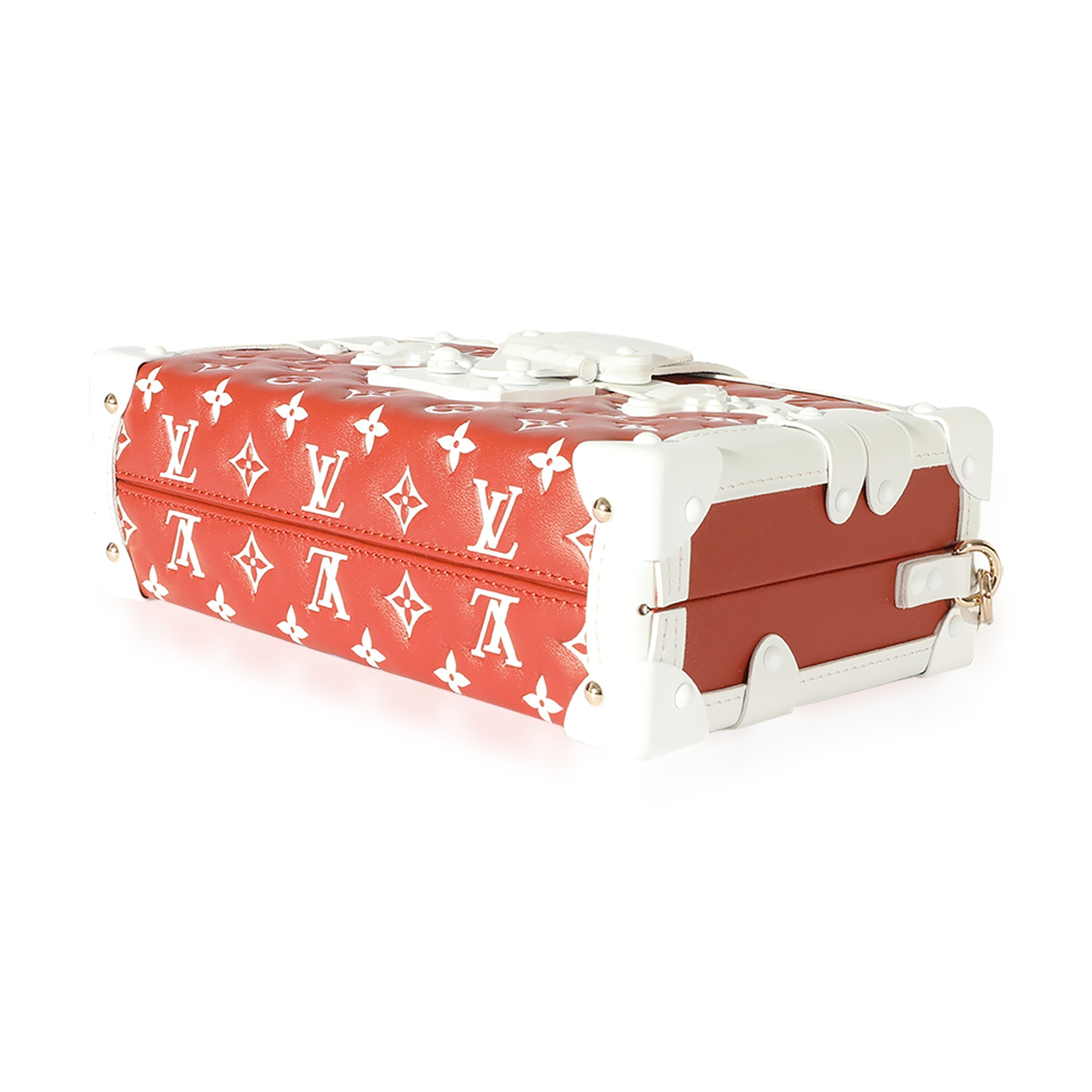 Louis Vuitton Terracotta & White Monogram Embossed Lambskin Petite Malle