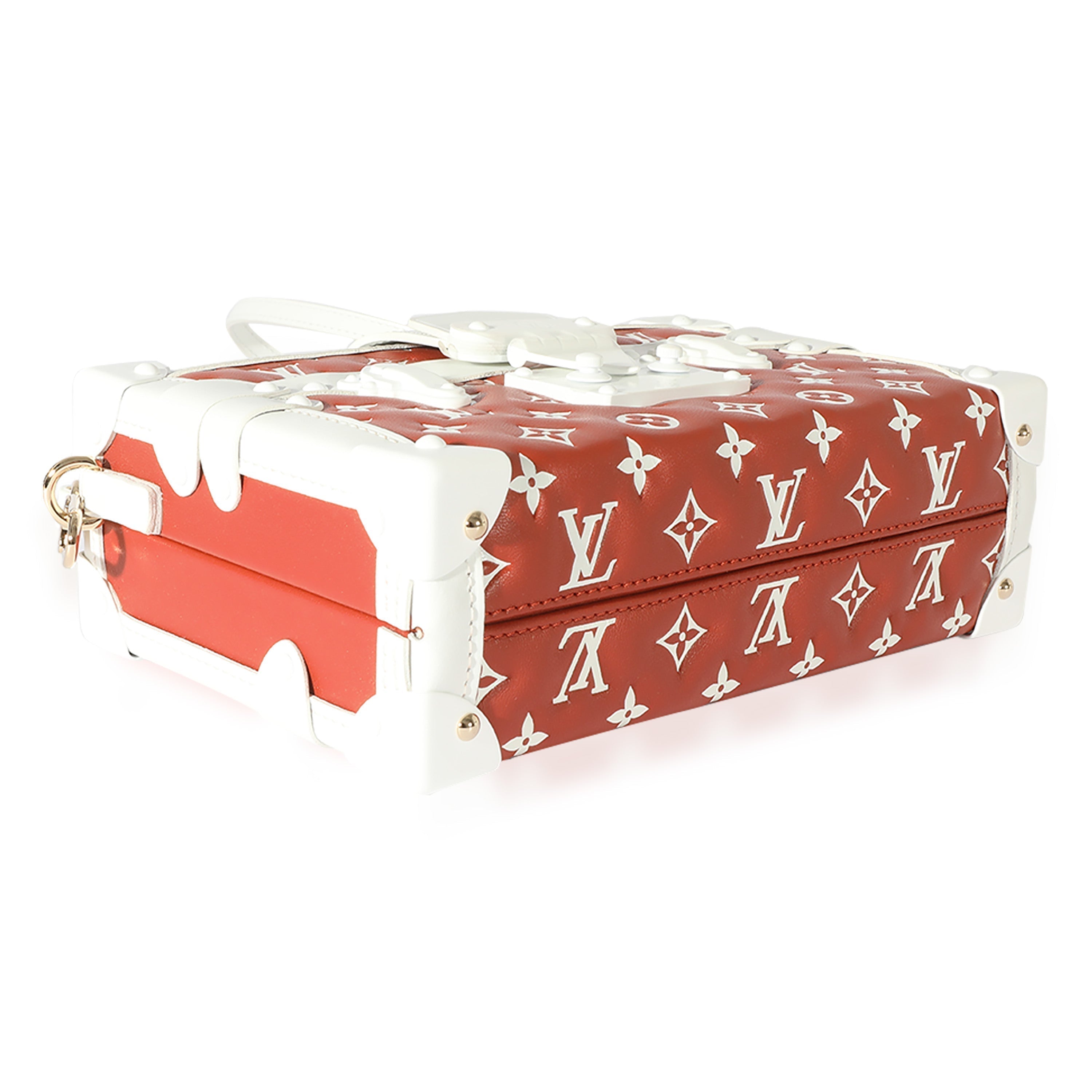 Louis Vuitton Terracotta & White Monogram Embossed Lambskin Petite Malle