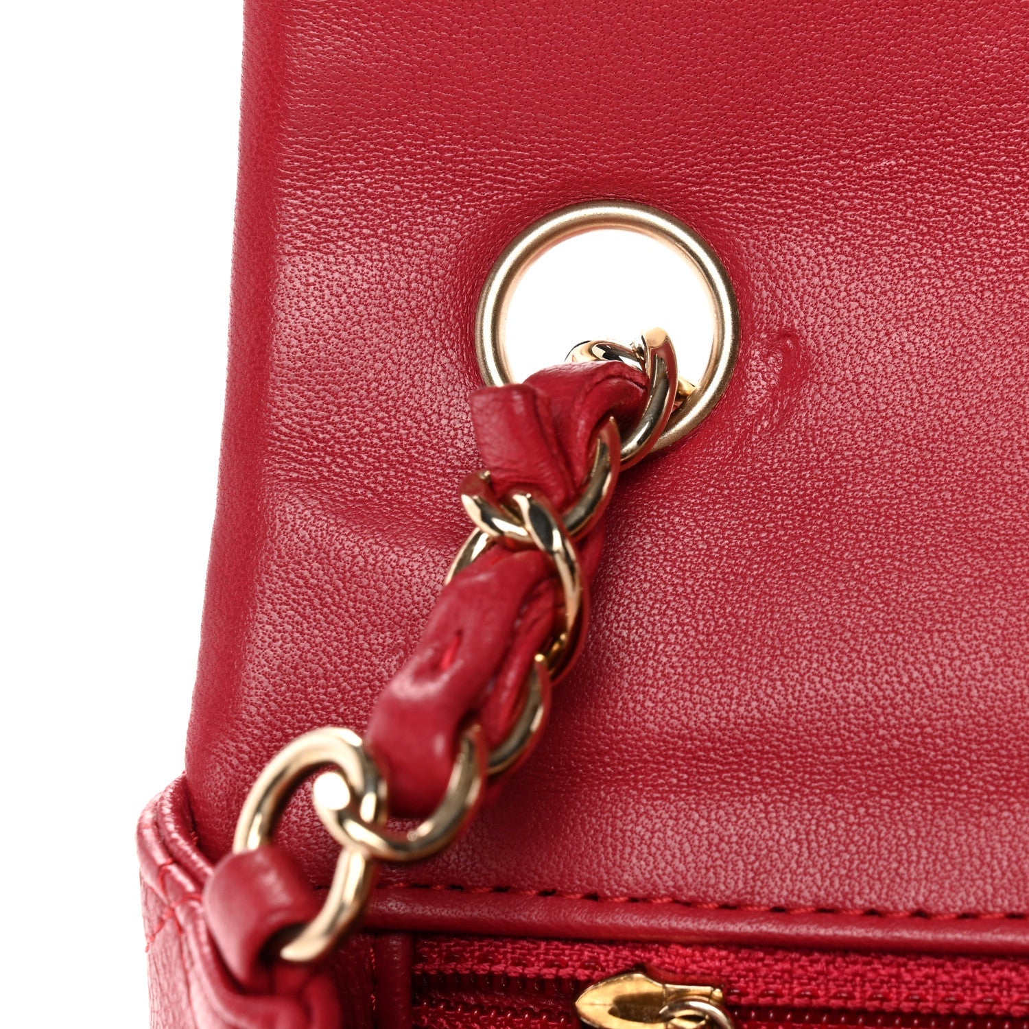Chanel Lambskin Quilted Mini Rectangular Flap Dark Pink