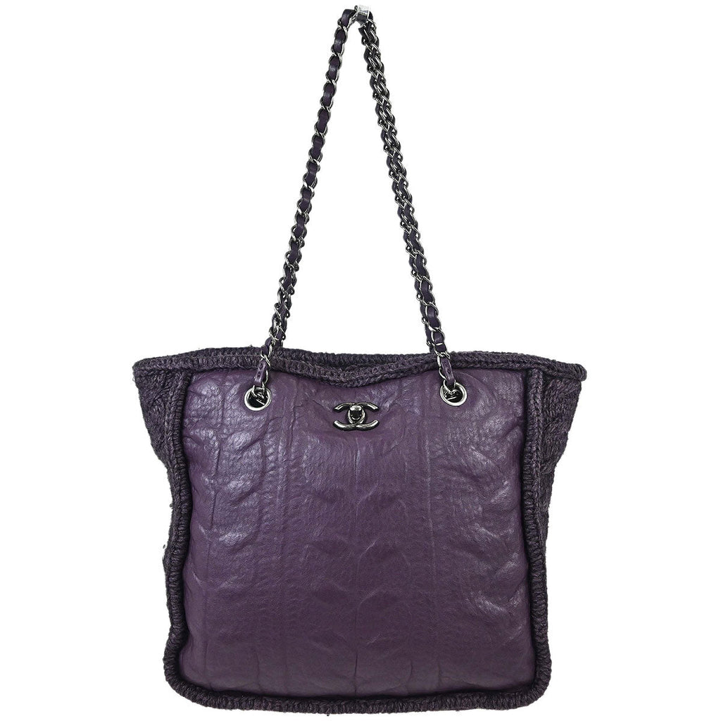 Chanel 2013-2014 Purple Lambskin Knit Tote Handbag
