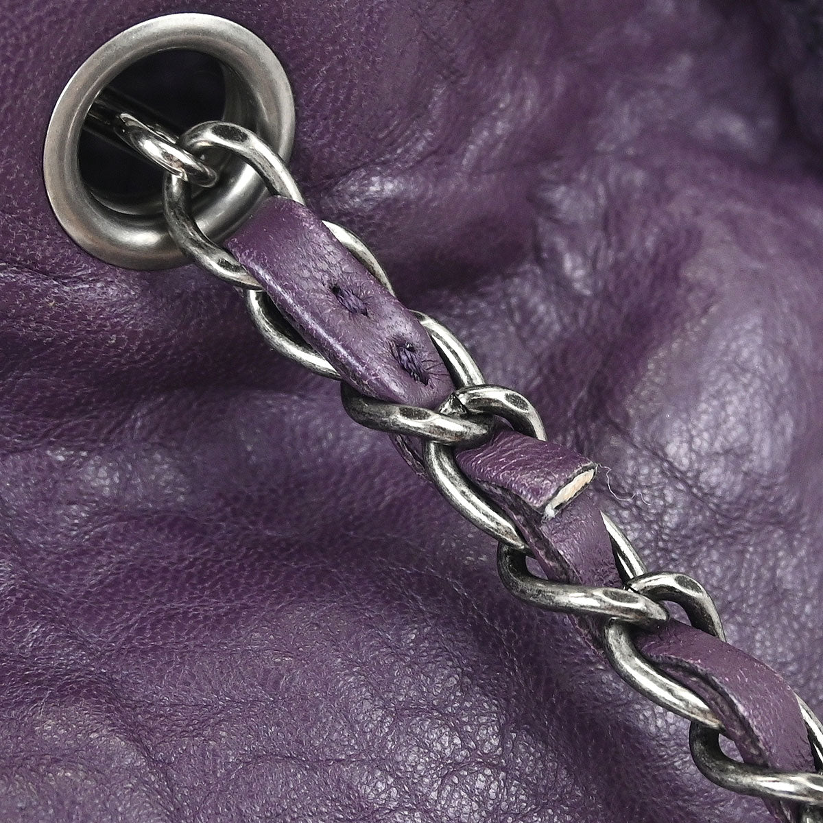 Chanel 2013-2014 Purple Lambskin Knit Tote Handbag
