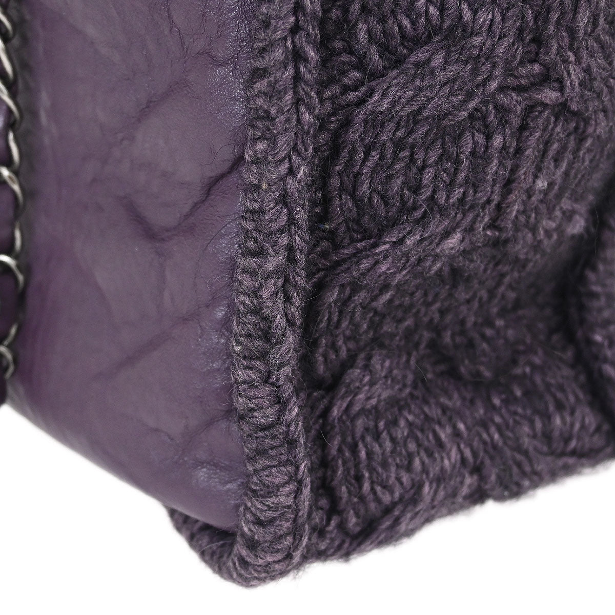 Chanel 2013-2014 Purple Lambskin Knit Tote Handbag
