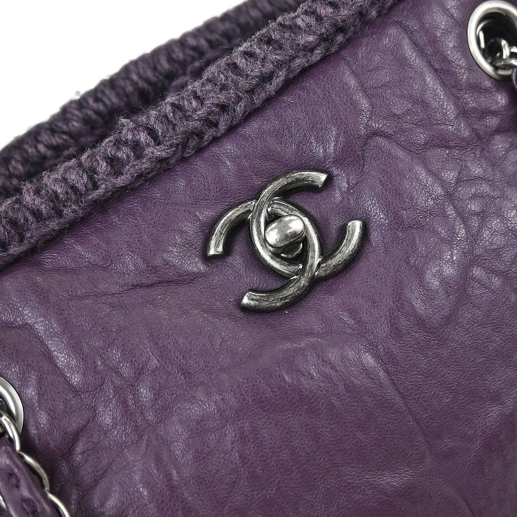 Chanel 2013-2014 Purple Lambskin Knit Tote Handbag