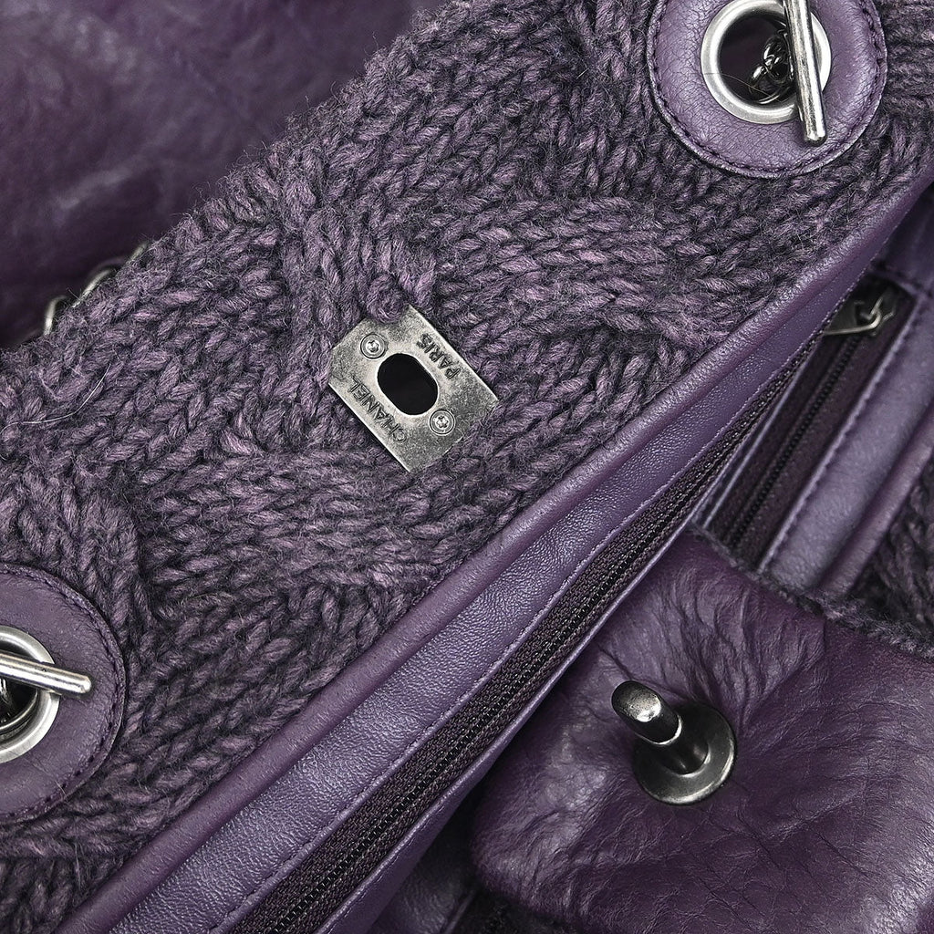Chanel 2013-2014 Purple Lambskin Knit Tote Handbag