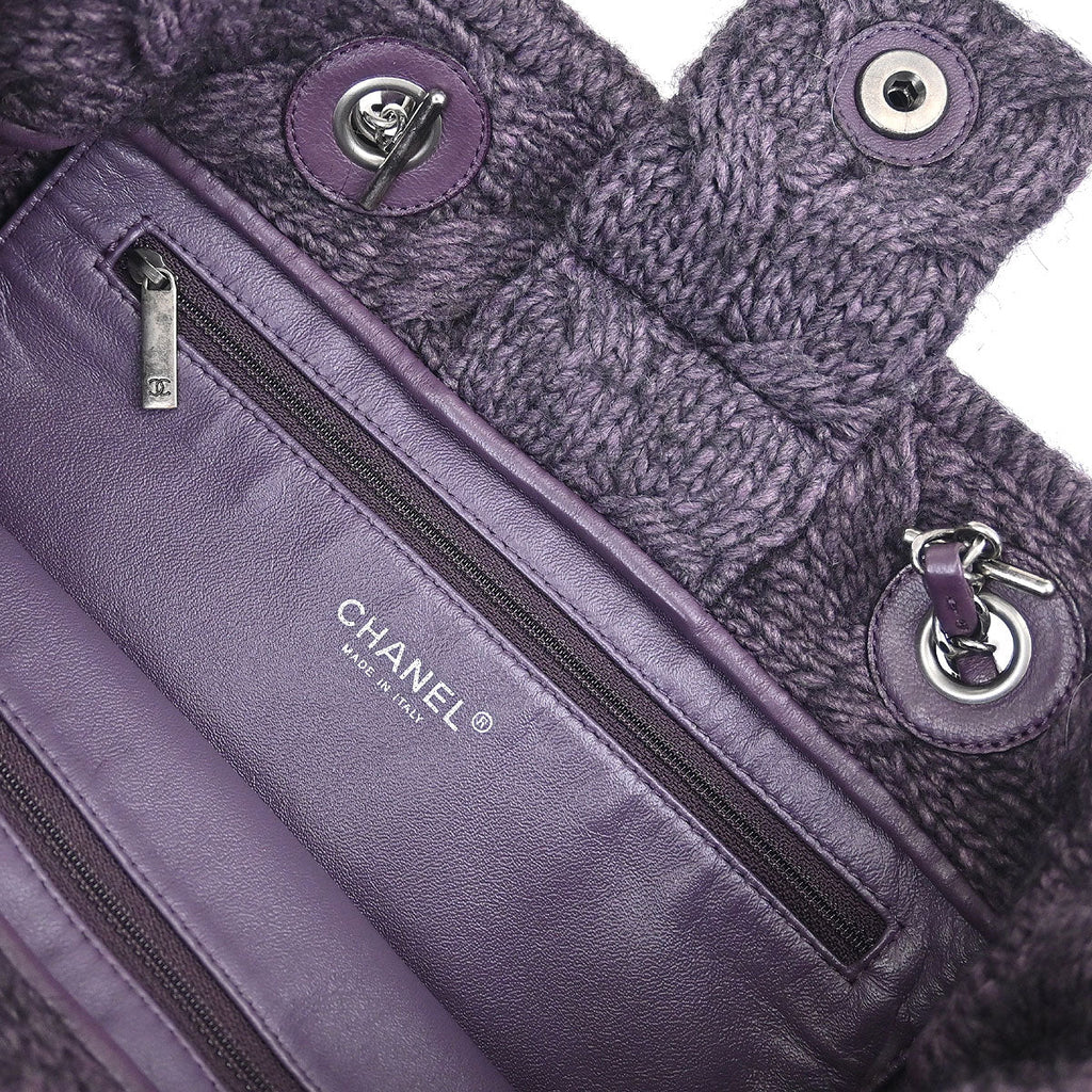 Chanel 2013-2014 Purple Lambskin Knit Tote Handbag