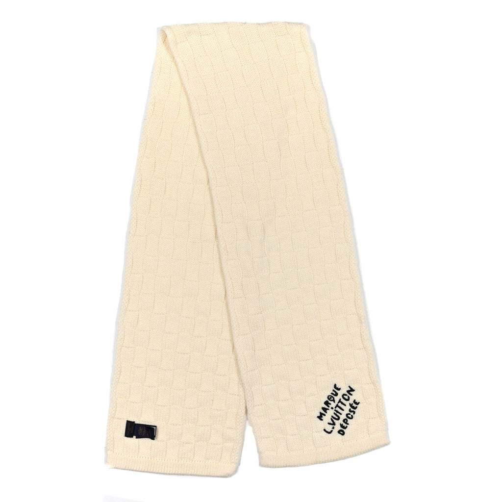 Louis Vuitton Wool Damier Snug Scarf Cream
