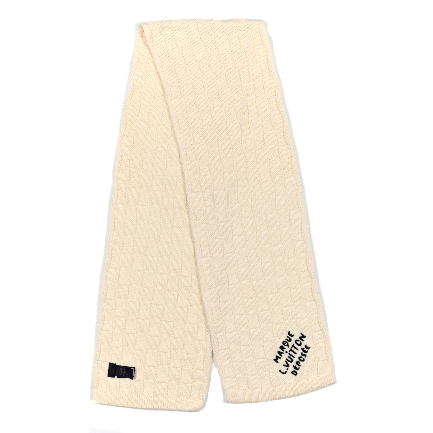 Louis Vuitton Wool Damier Snug Scarf Cream