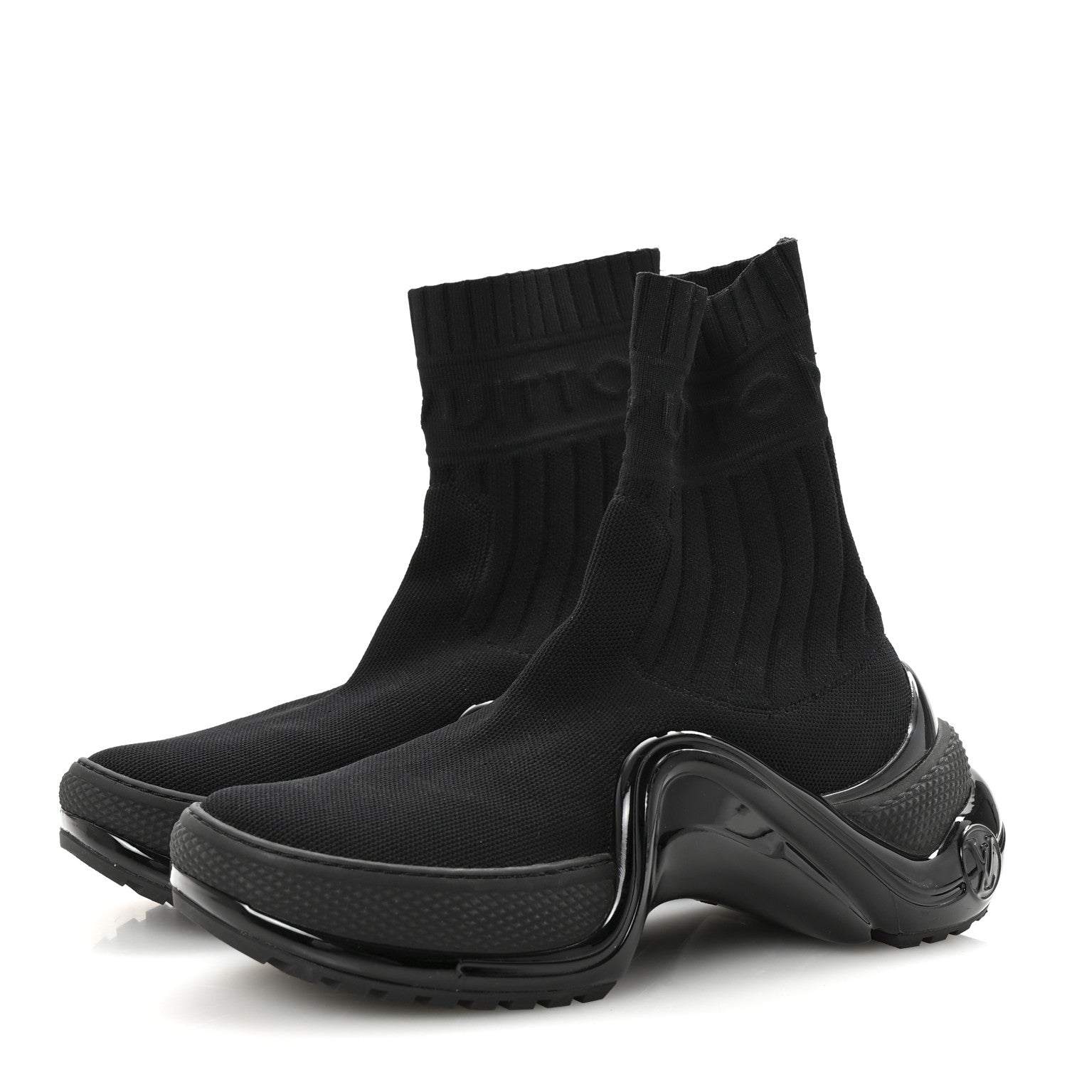 Louis Vuitton Stretch Textile Patent LV Archlight Sneaker Boots 35 Black
