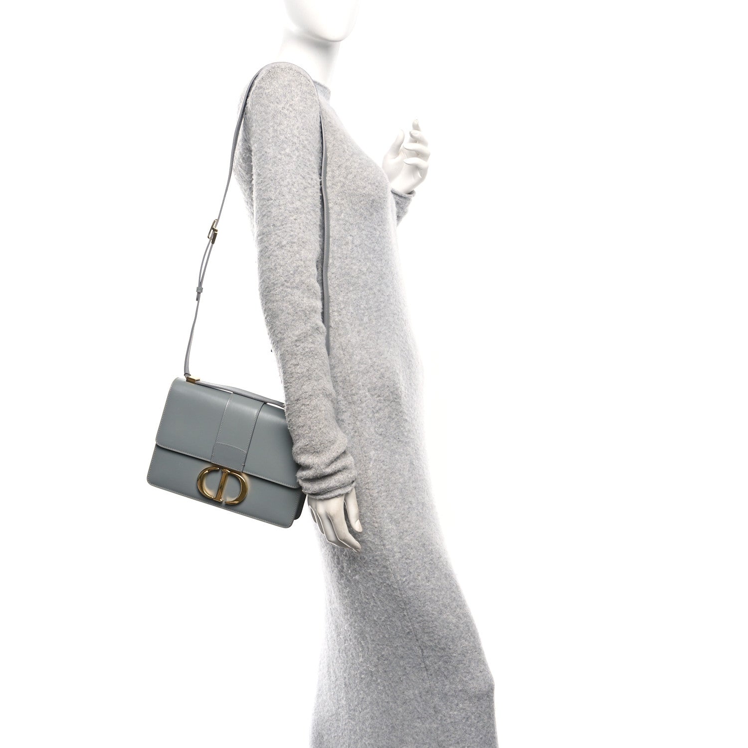 Christian Dior Box Calfskin 30 Montaigne Flap Bag Gray