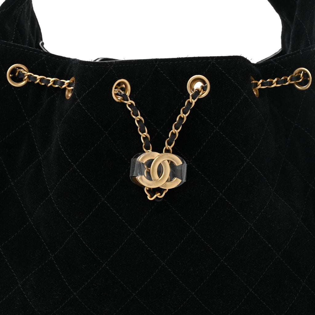 Chanel Suede Quilted Small Chanel 25 Handbag Black