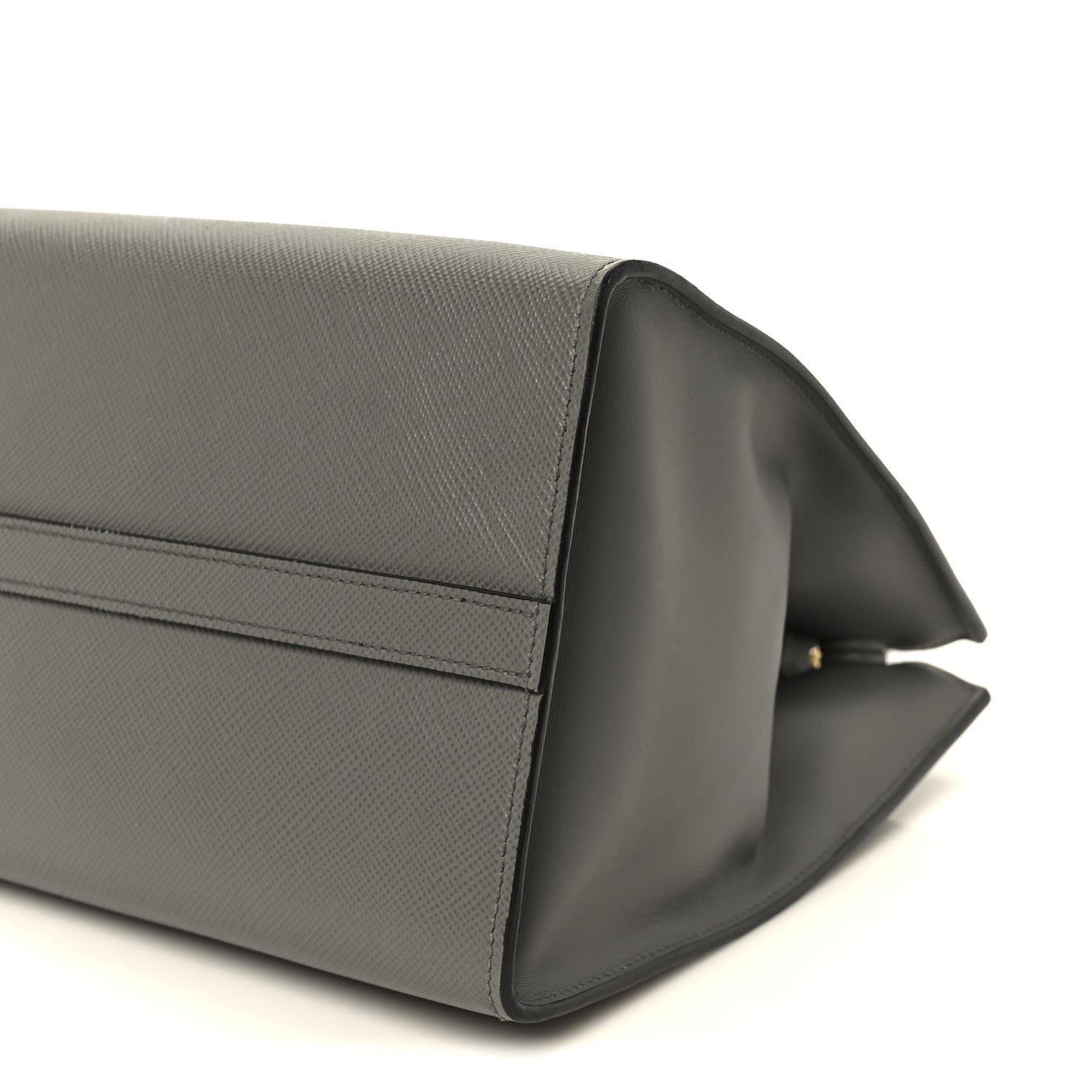 Prada Saffiano Cuir Calfskin Medium Monochrome Top Handle Tote Ardesia