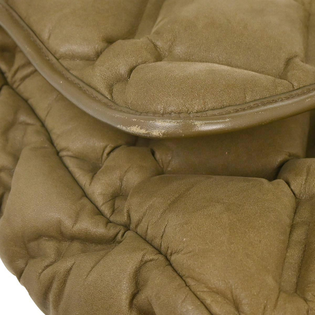 Chanel 2017 Olive Green Calfskin Bubble Quilt Shoulder Bag