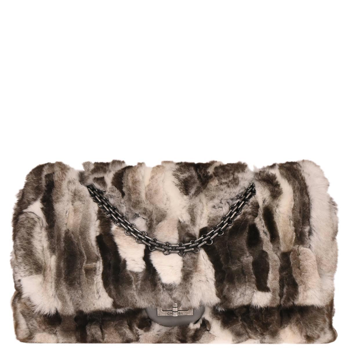 Chanel * 2017 Brown Orylag Fur 2.55 Classic Double Flap Shoulder Bag