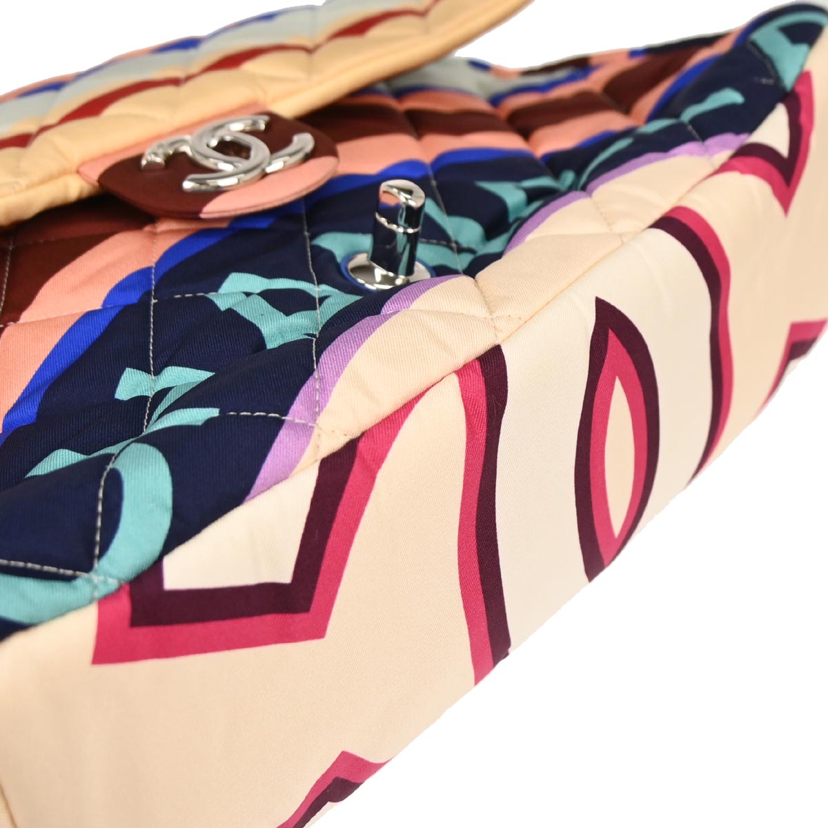 Chanel 2018 Multicolor Satin Quilted Printed 2way Maxi Flap Bag