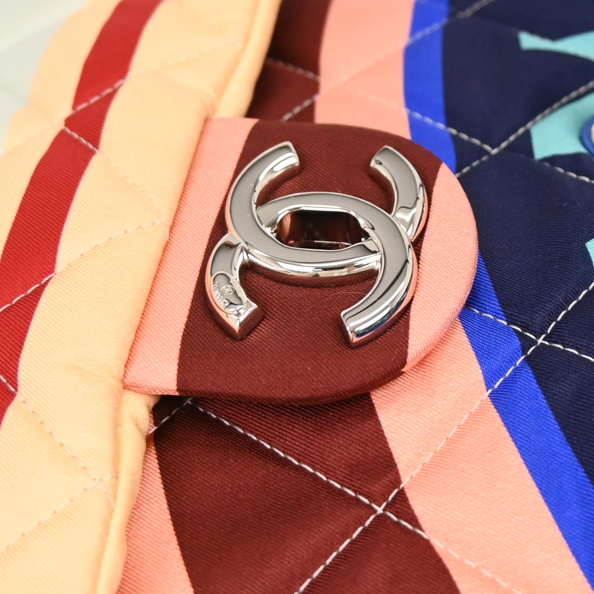 Chanel 2018 Multicolor Satin Quilted Printed 2way Maxi Flap Bag