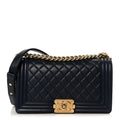 Chanel Lambskin Quilted Medium Boy Flap Dark Navy