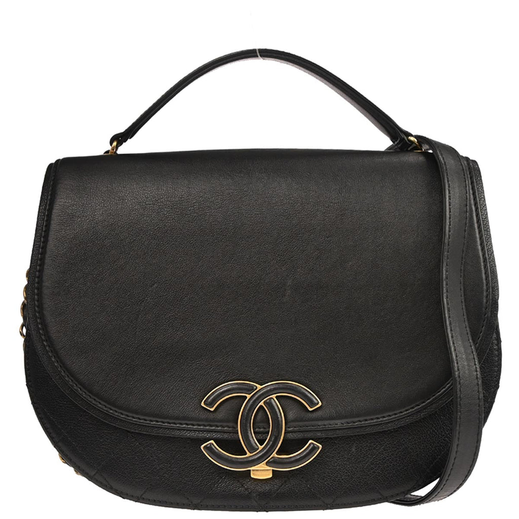 Chanel 2017-2018 Black Calfskin Coco Curve 2way Shoulder Handbag
