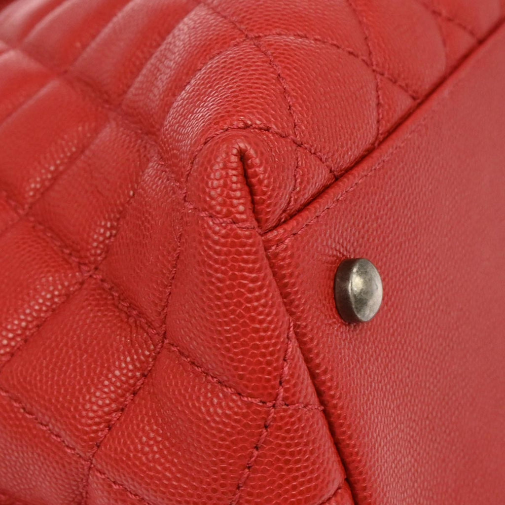 Chanel 2017 Red Caviar Skin Coco Handle 2way Shoulder Handbag