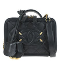 Chanel 2018 Black Caviar Skin CC Filigree 2way Vanity Shoulder Handbag