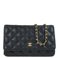 Chanel 2018 Black Caviar Skin Classic WOC Wallet on Chain Bag