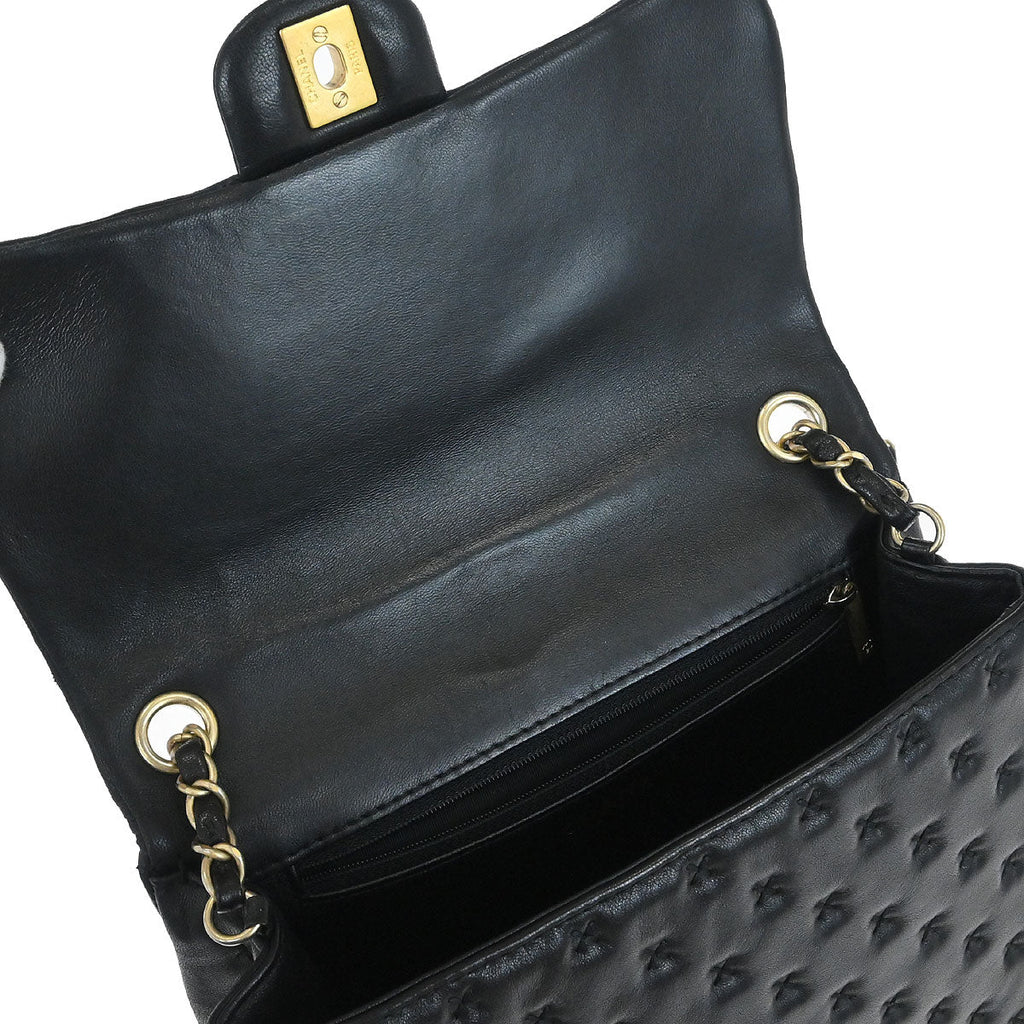Chanel 2017 Black Lambskin Cross Stitch Coco Handle 2way Shoulder Handbag